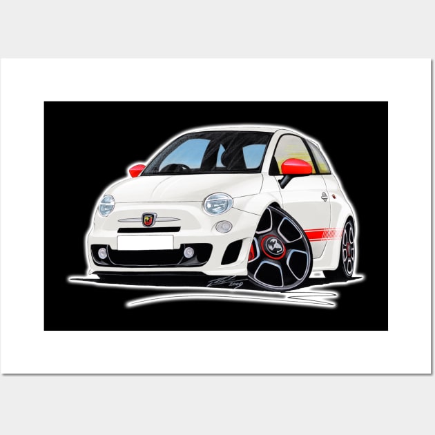 Fiat 500 Abarth White Wall Art by y30man5